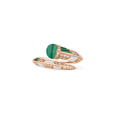 ARTISTRY Rose Gold Diamond Ring With Natural Malachite