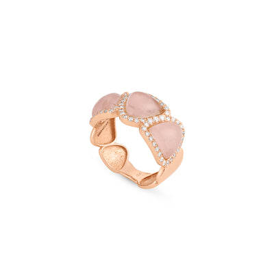 La miniera Rose Quartz & Diamond Rose Gold Ring