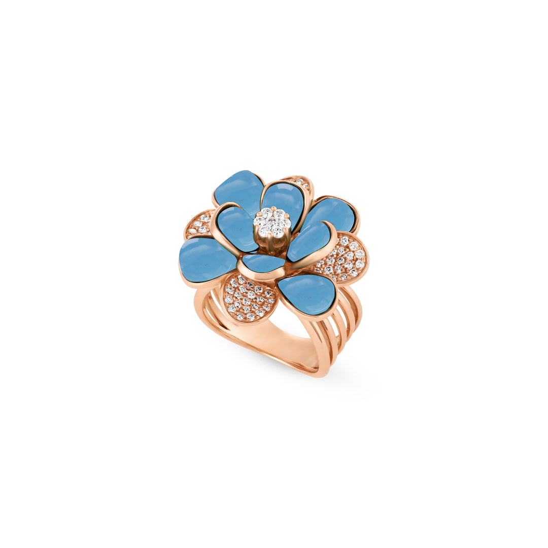 RONZA Rose Gold Diamond Ring with Malachite