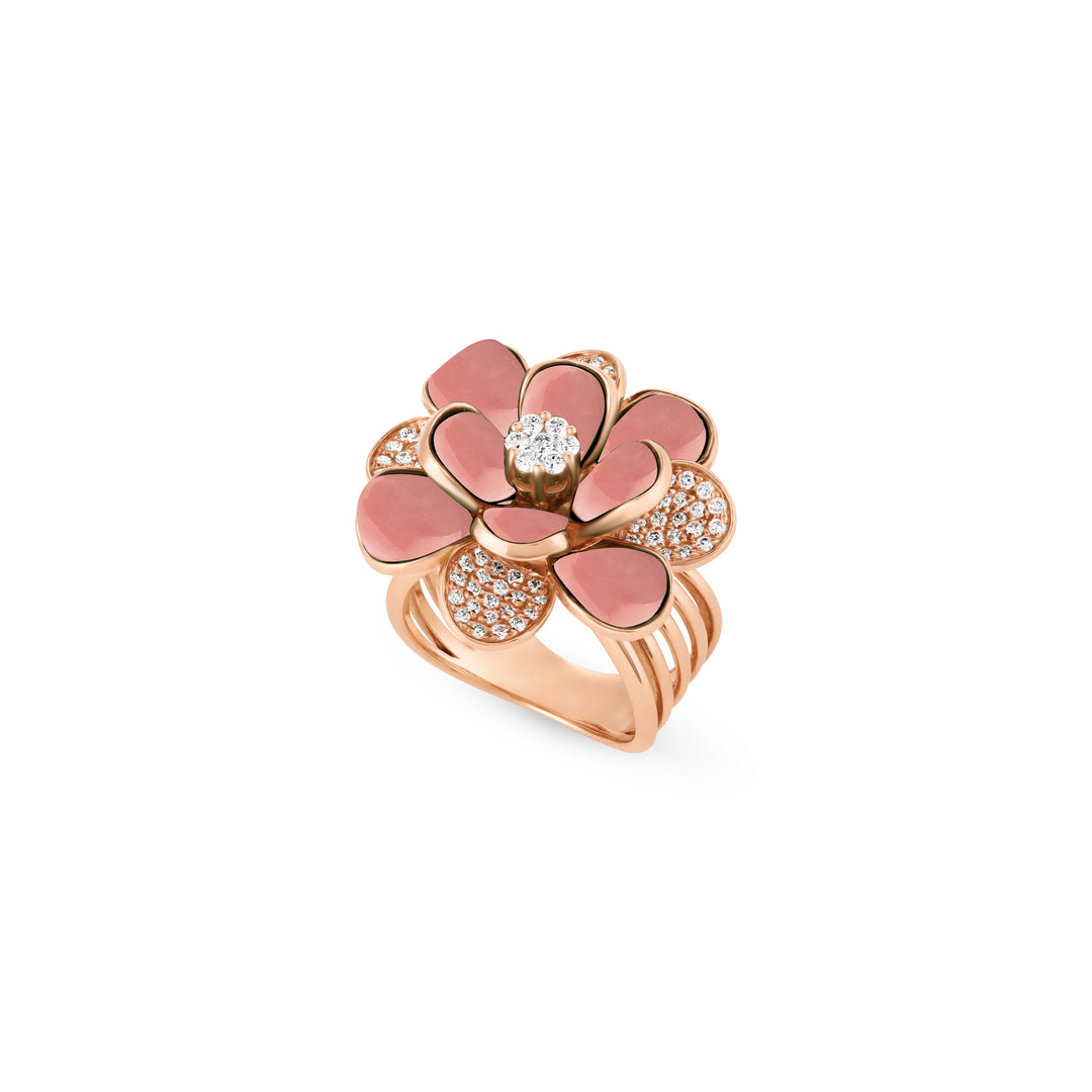 RONZA Rose Gold Diamond Ring with Malachite