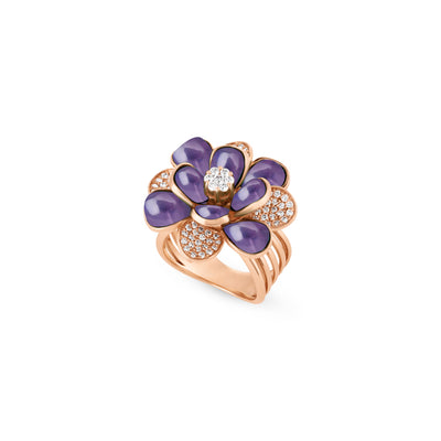 RONZA Rose Gold Diamond Ring with Turquoise
