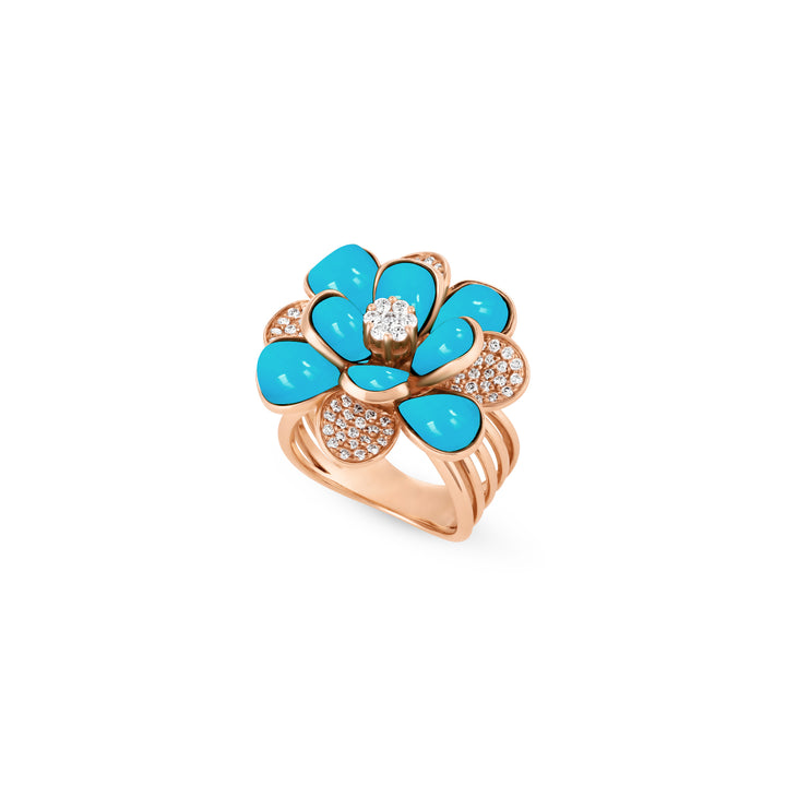RONZA Rose Gold Diamond Ring with Malachite