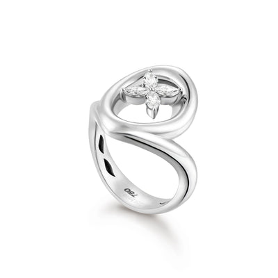 ÉTOILE White Gold Statement Ring with Marquise Diamonds