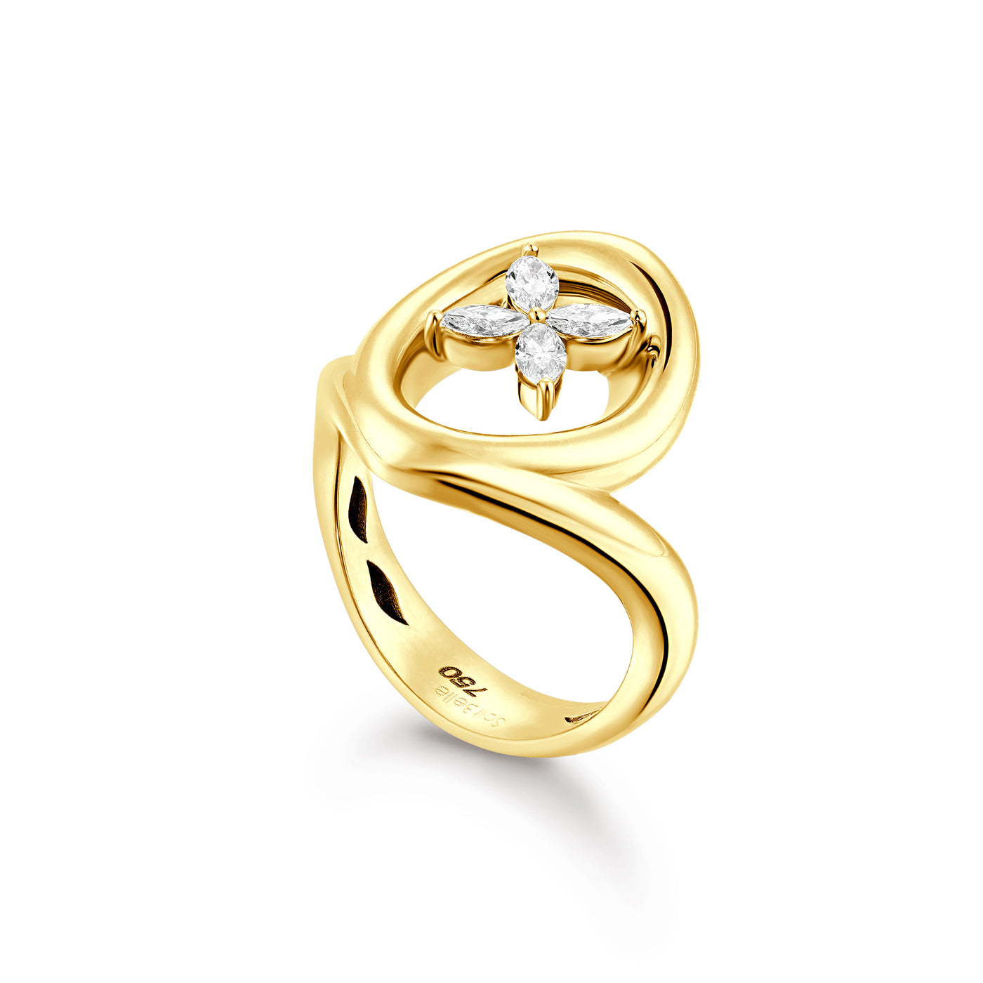 ÉTOILE Yellow Gold Statement Ring with Marquise Diamonds