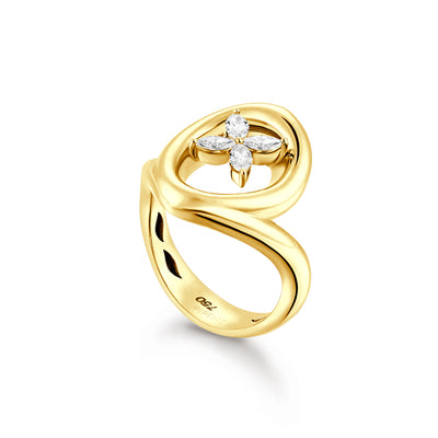 ÉTOILE Yellow Gold Statement Ring with Marquise Diamonds