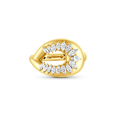  ÉTOILE Yellow Gold Statement Ring with Marquise Diamonds