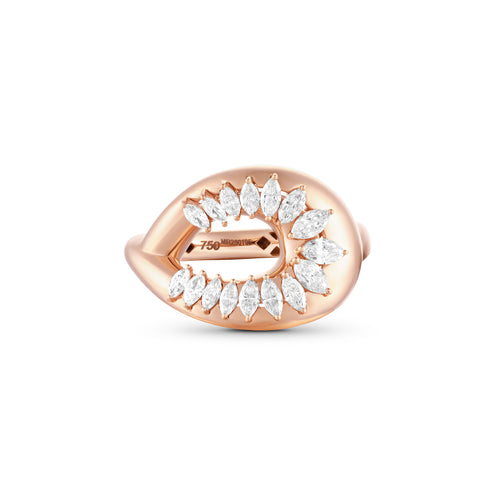 Rose Gold Marquise Diamonds Ring ÉTOILE Rose Gold Statement Ring with Marquise Diamonds