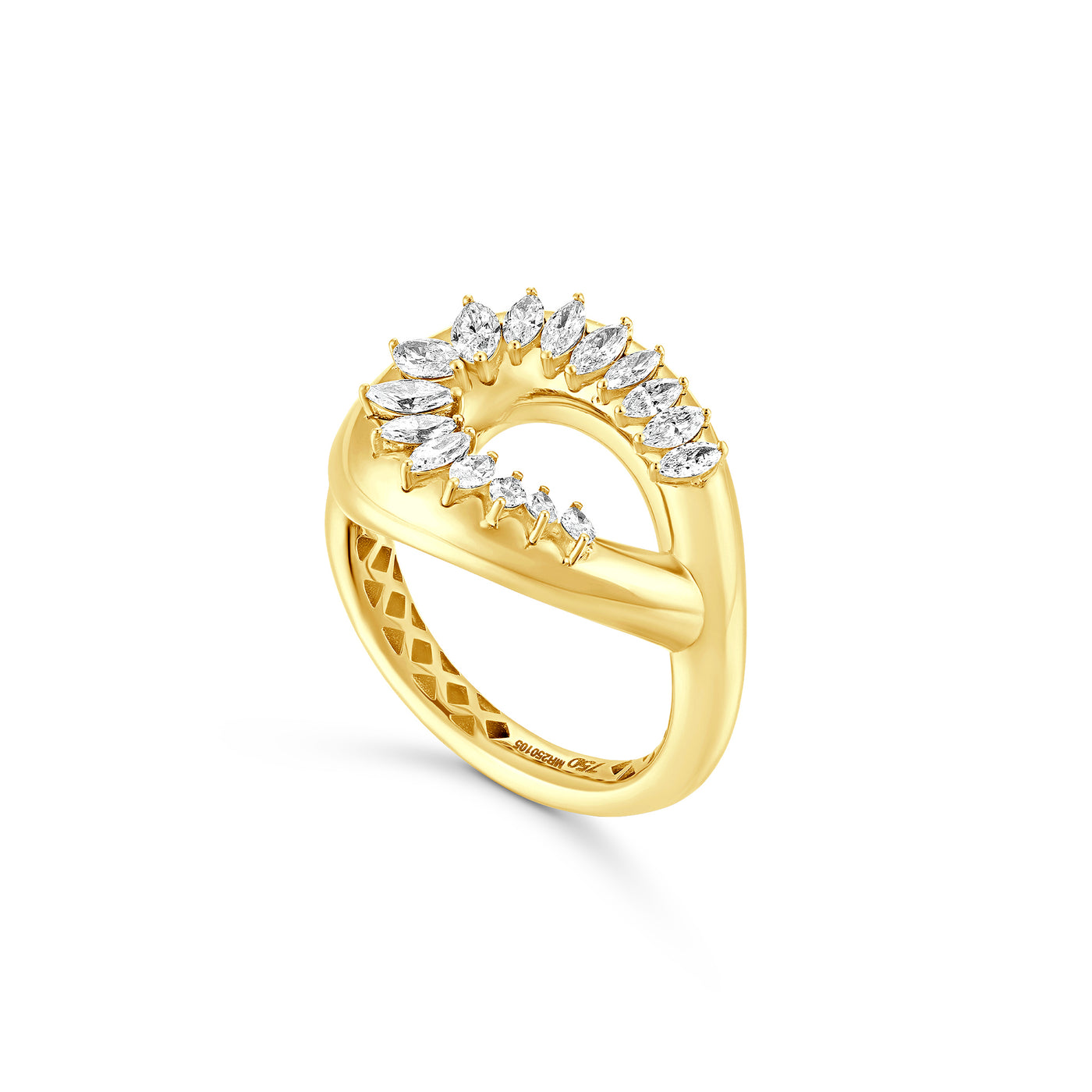 ÉTOILE Yellow Gold Statement Ring with Marquise Diamonds