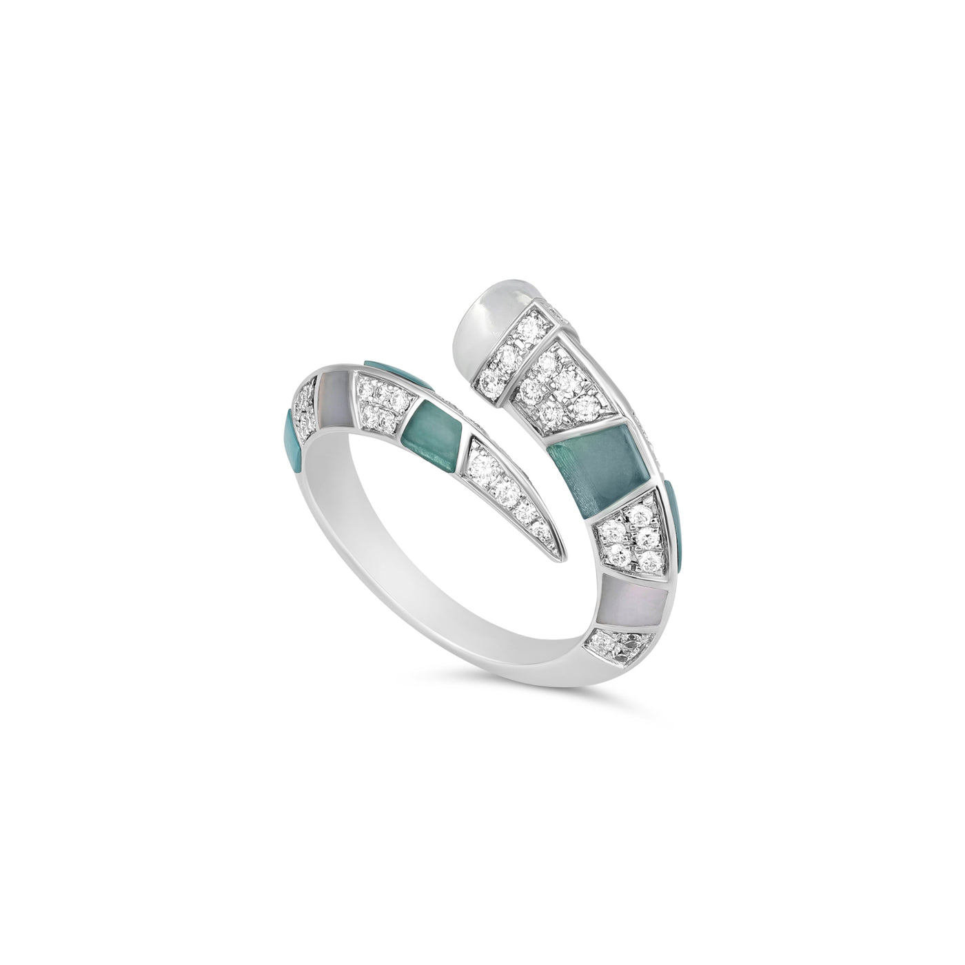 ARTISTRY White Gold Diamond Ring Natural Aquamarine