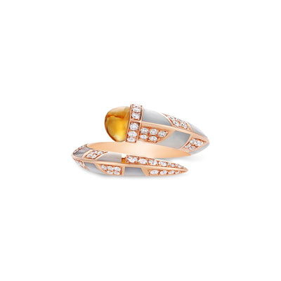  ARTISTRY Rose Gold Diamond Ring With Natural Citrine