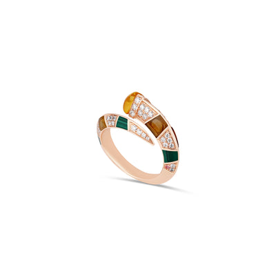 ARTISTRY Rose Gold Diamond Ring With Natural Amber