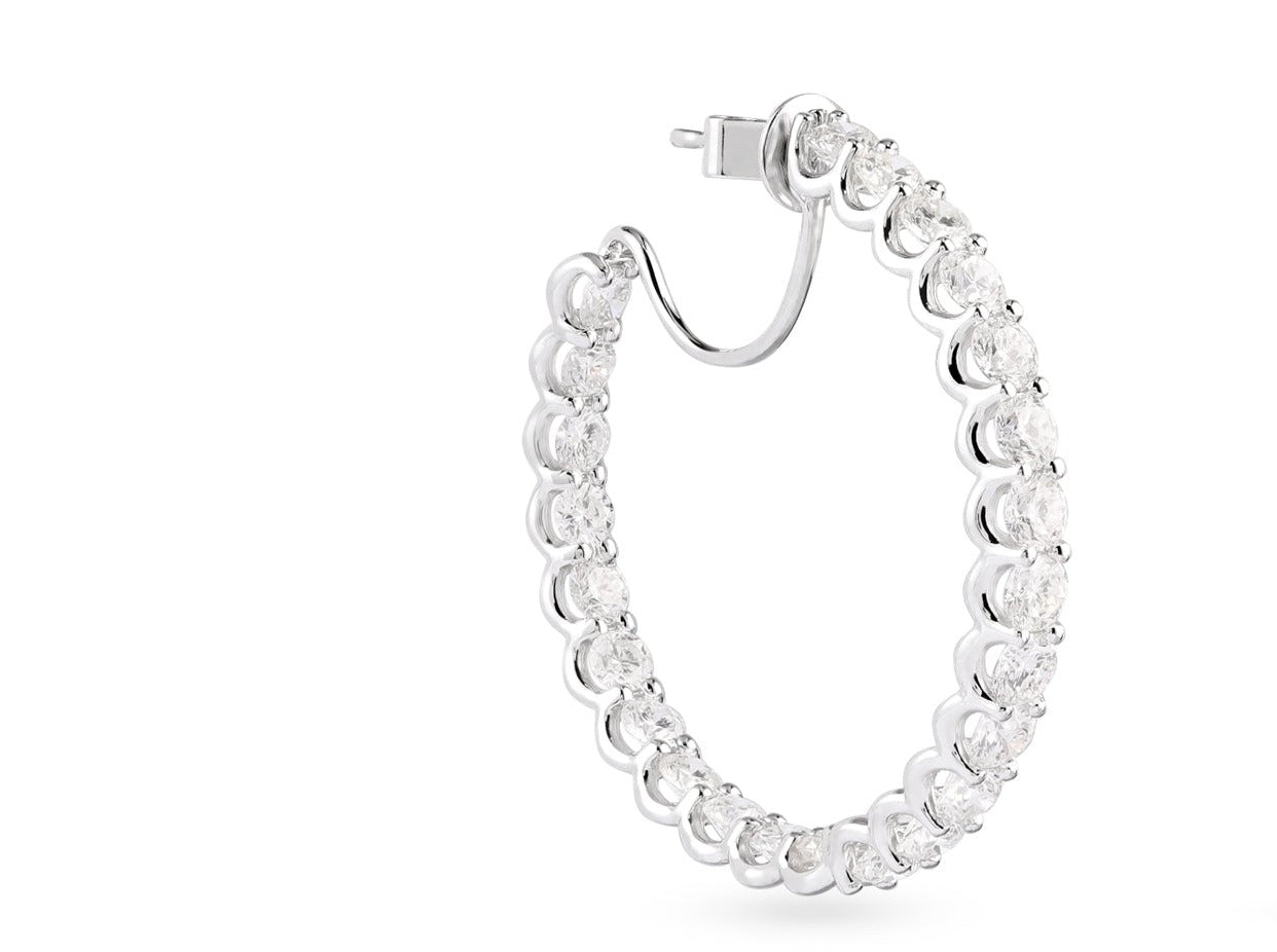 SB Classic White gold diamond hoop earrings