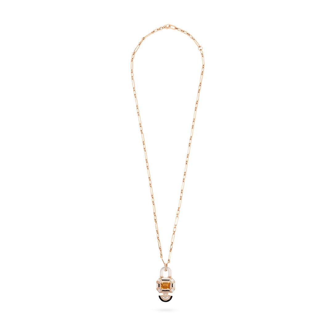 VISTA Rose Gold lock Diamond With Natural Stones Pendant