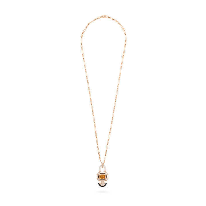 VISTA Rose Gold lock Diamond With Natural Stones Pendant
