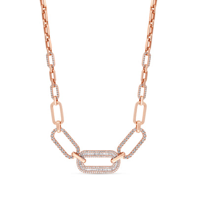 Rose Gold Diamond Necklace DILARA Rose Gold Diamond Links Necklace