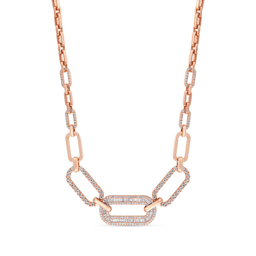 Rose Gold Diamond Necklace DILARA Rose Gold Diamond Links Necklace
