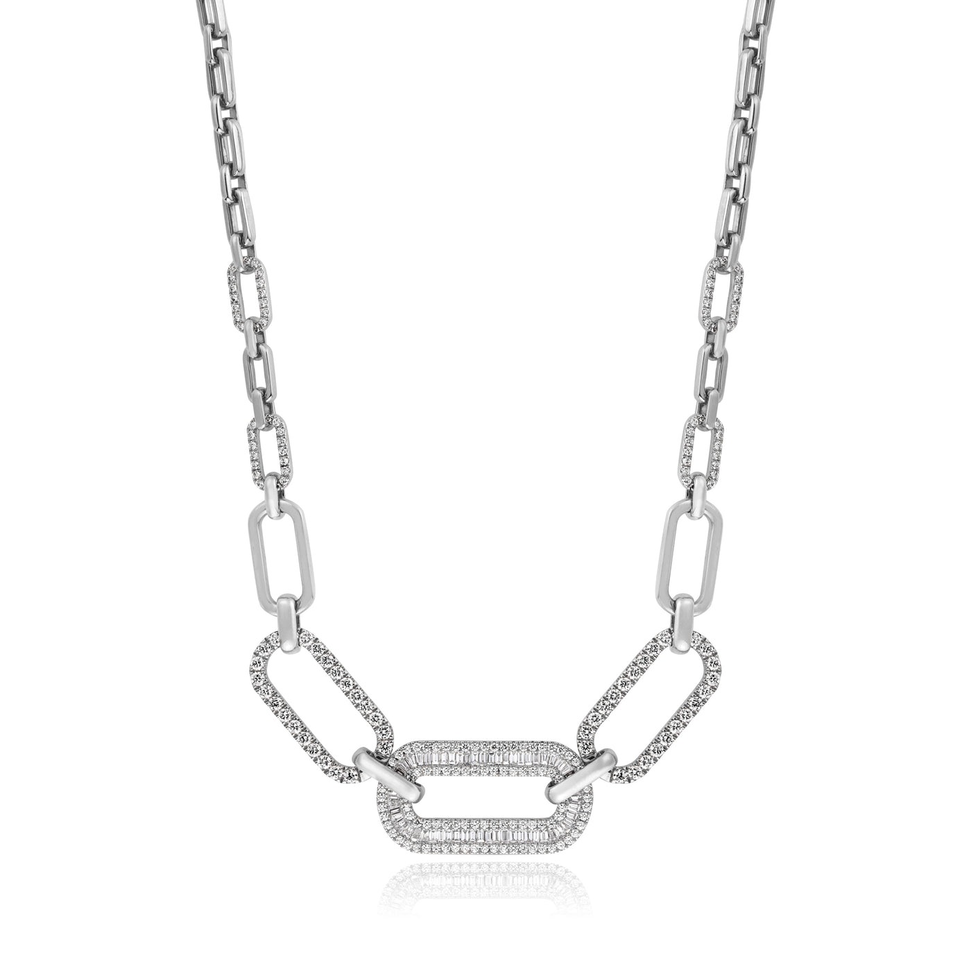 DILARA White Gold Diamond Links Necklace