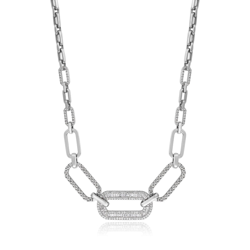 DILARA White Gold Diamond Links Necklace