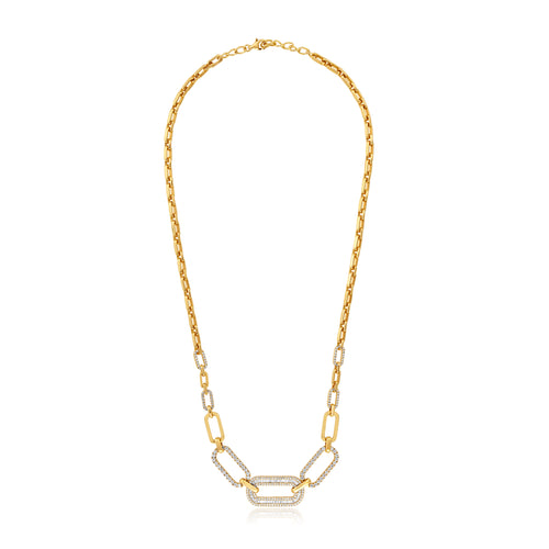 Yellow Gold Diamond Links Necklace DILARA Yellow Gold Diamond Links Necklace