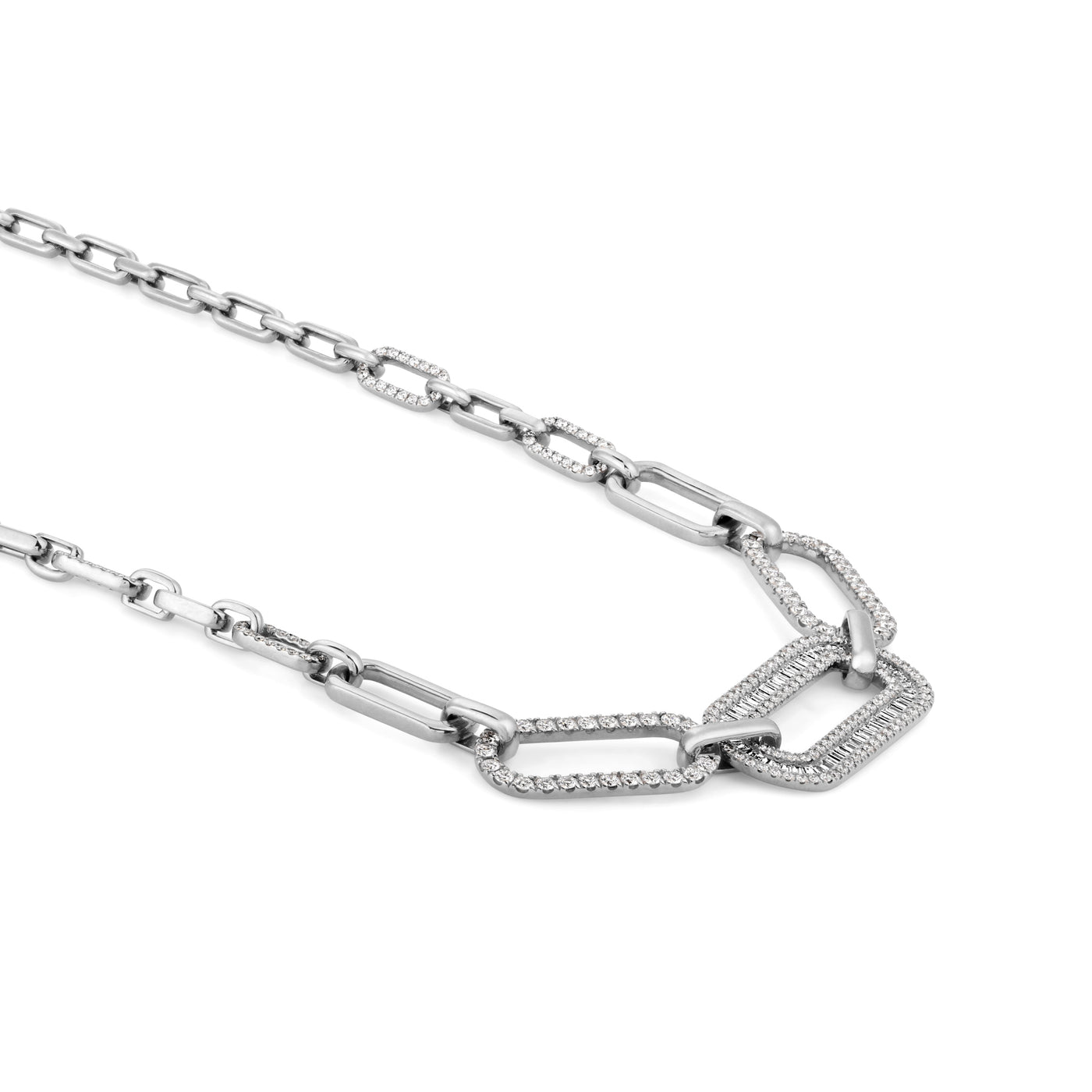 DILARA White Gold Diamond Links Necklace