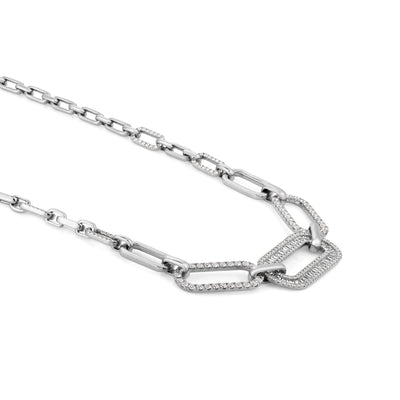 DILARA White Gold Diamond Links Necklace