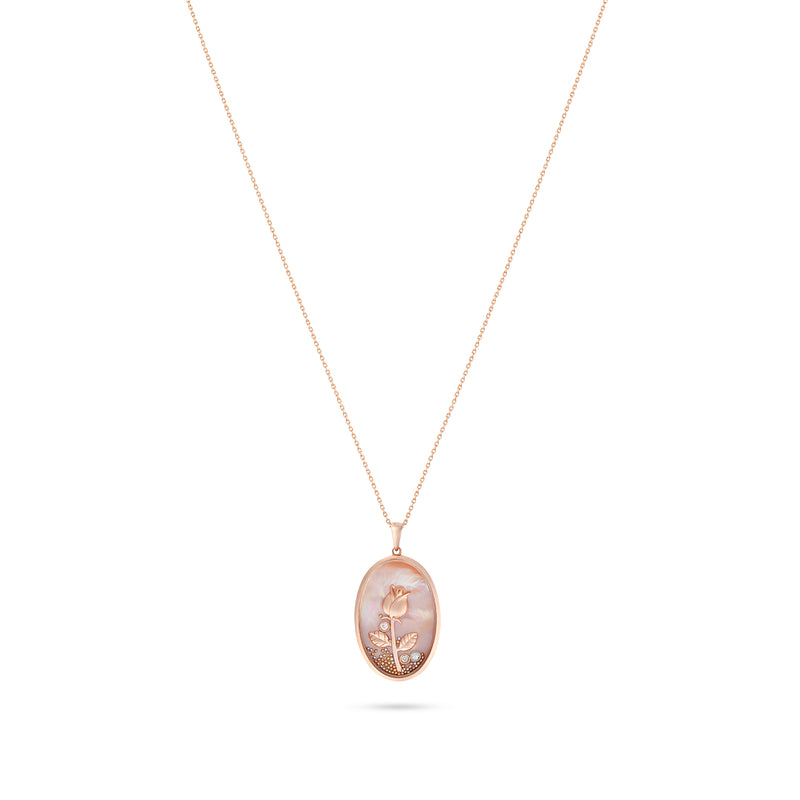 Rose Gold Diamond Rose Pendant