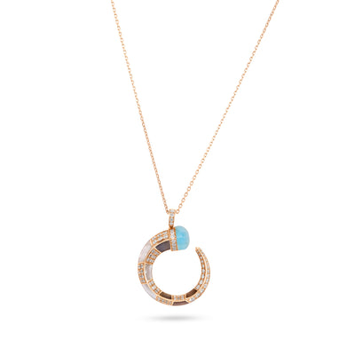 ARTISTRY Rose Gold Diamond Pendant with Chalcedony