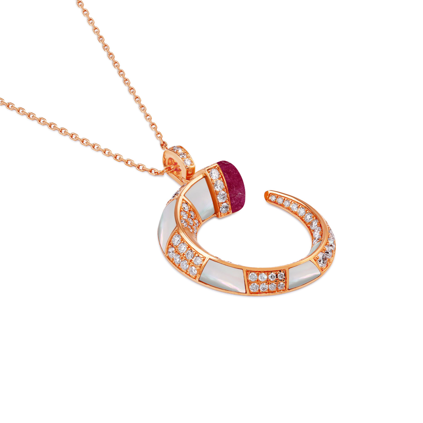 ARTISTRY Rose gold diamond pendant With Natural Ruby