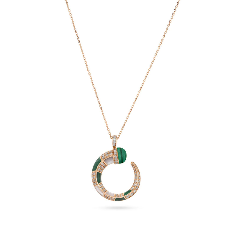 ARTISTRY Rose gold diamond pendant With Natural Malachite