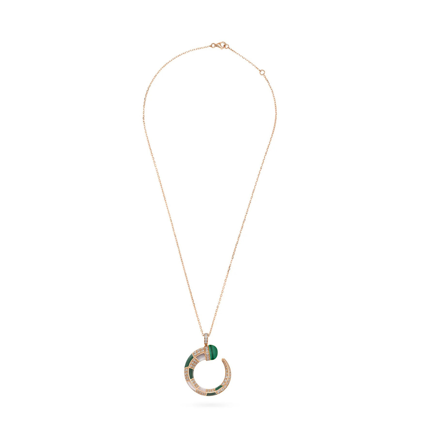 ARTISTRY Rose gold diamond pendant With Natural Malachite