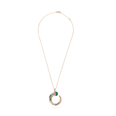 ARTISTRY Rose gold diamond pendant With Natural Malachite