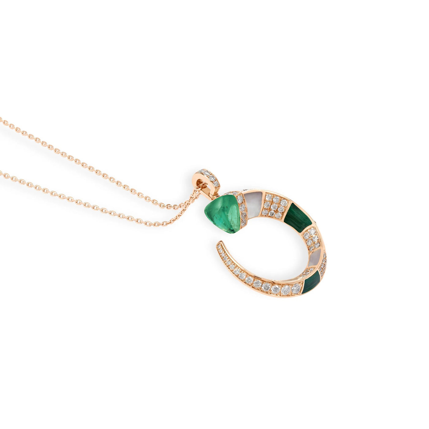ARTISTRY Rose gold diamond pendant With Natural Emerald
