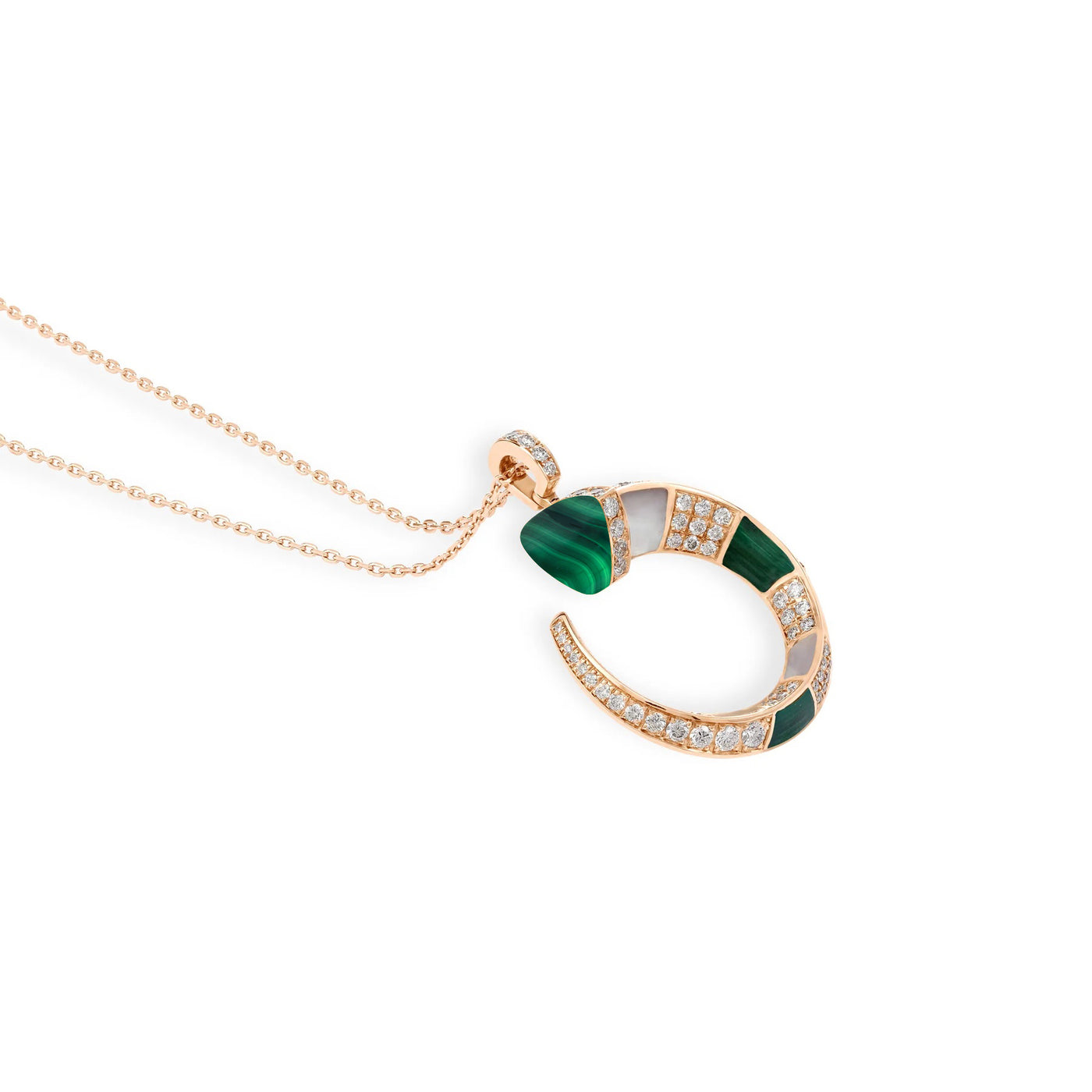 ARTISTRY Rose gold diamond pendant With Natural Malachite
