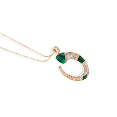 ARTISTRY Rose gold diamond pendant With Natural Malachite