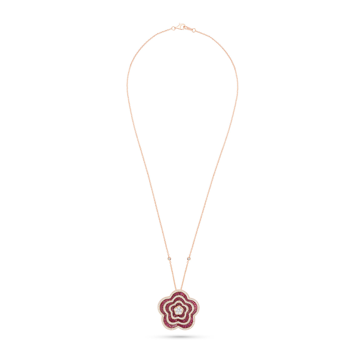 Rose Gold Flower Diamond Pendant