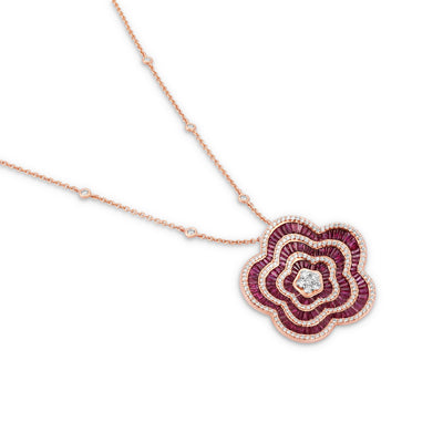 Rose Gold Flower Diamond Pendant