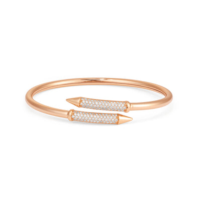ETOILE Rose gold bangle with round diamond and two head of gold