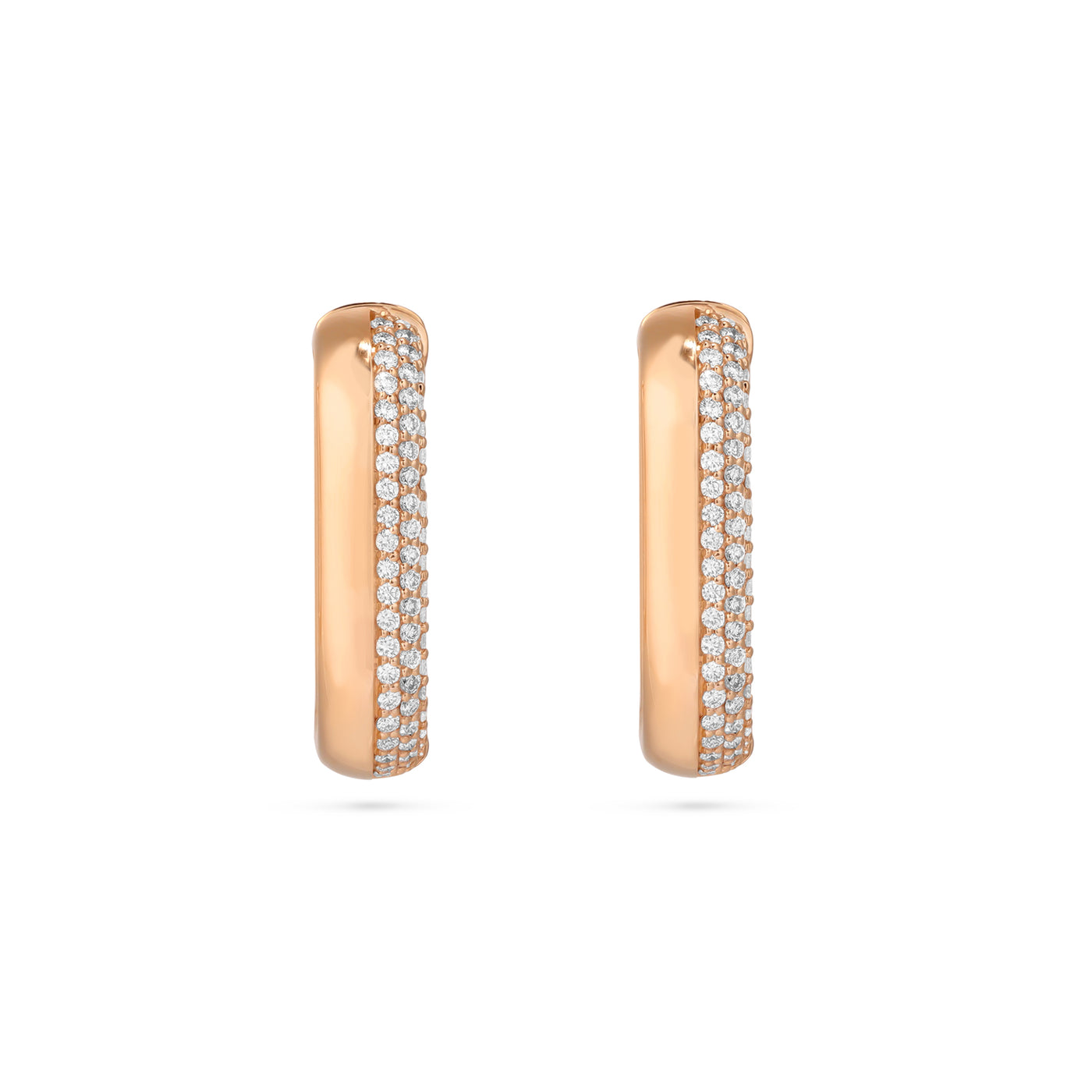 ETOILE plaine Rose gold with pave diamond earring