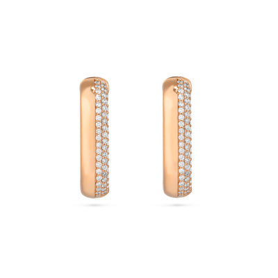 ETOILE plaine Rose gold with pave diamond earring