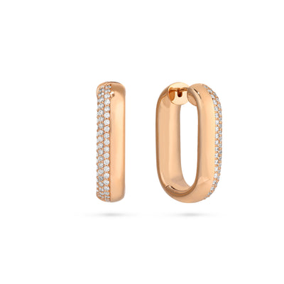  ETOILE plaine Rose gold with pave diamond earring