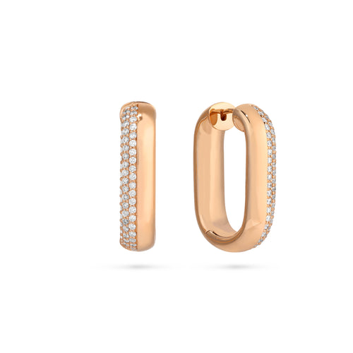  ETOILE plaine Rose gold with pave diamond earring