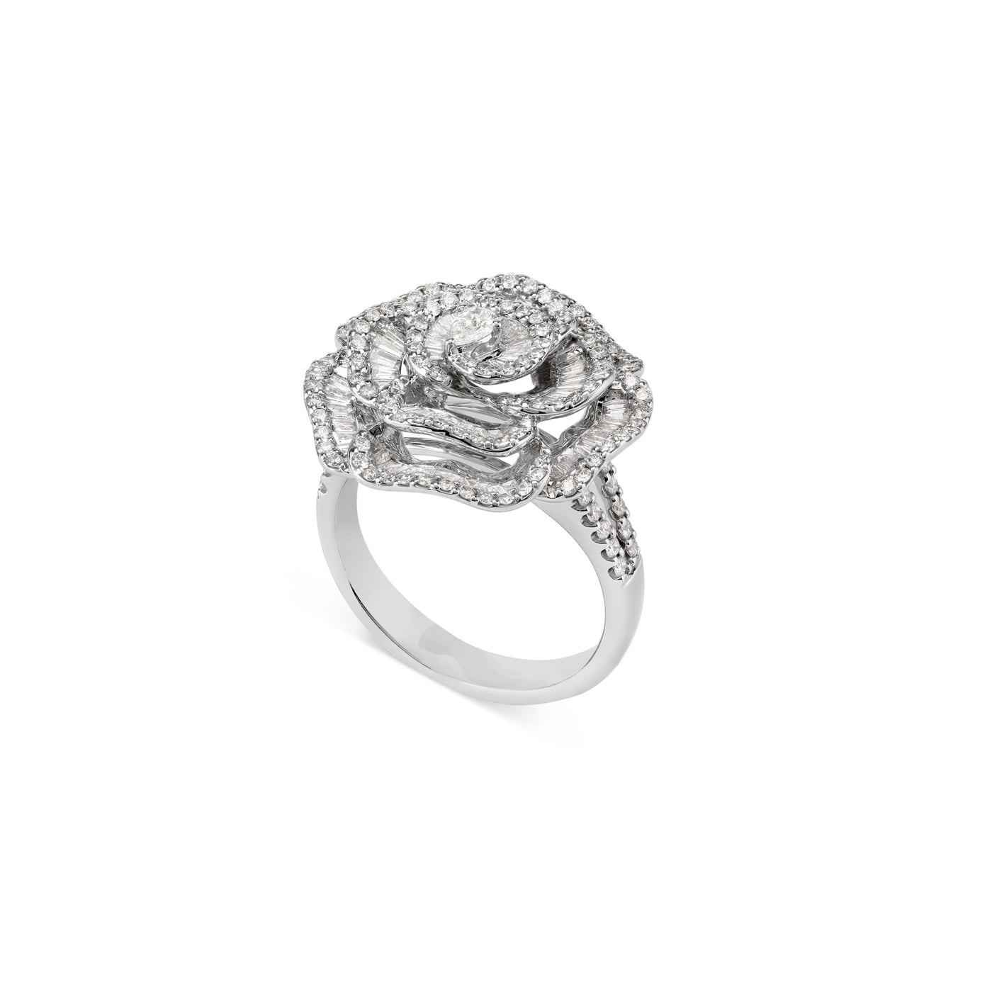 RONZA White Gold Rose petal diamond Ring