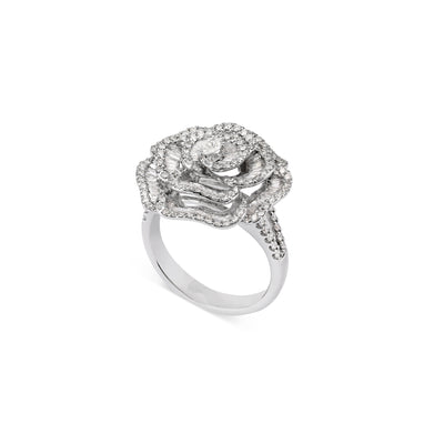  RONZA White Gold Rose petal diamond Ring