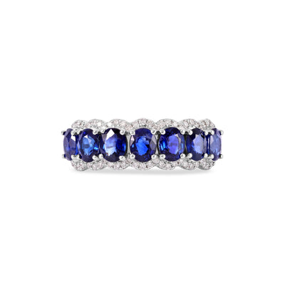 LA MINIERA White Gold Diamond Ring With Natural Blue Sapphire