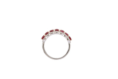 White Gold Diamond Ring With Natural Ruby