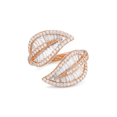 Rose Gold Diamond Ring RONZA Rose Gold Diamond Leaf Ring