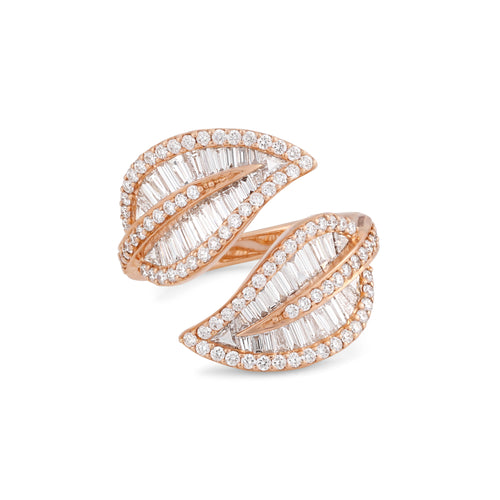 Rose Gold Diamond Ring RONZA Rose Gold Diamond Leaf Ring