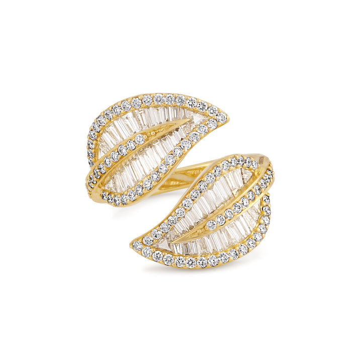 Yellow Gold Diamond Leaf Ring