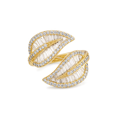 Yellow Gold Diamond Leaf Ring