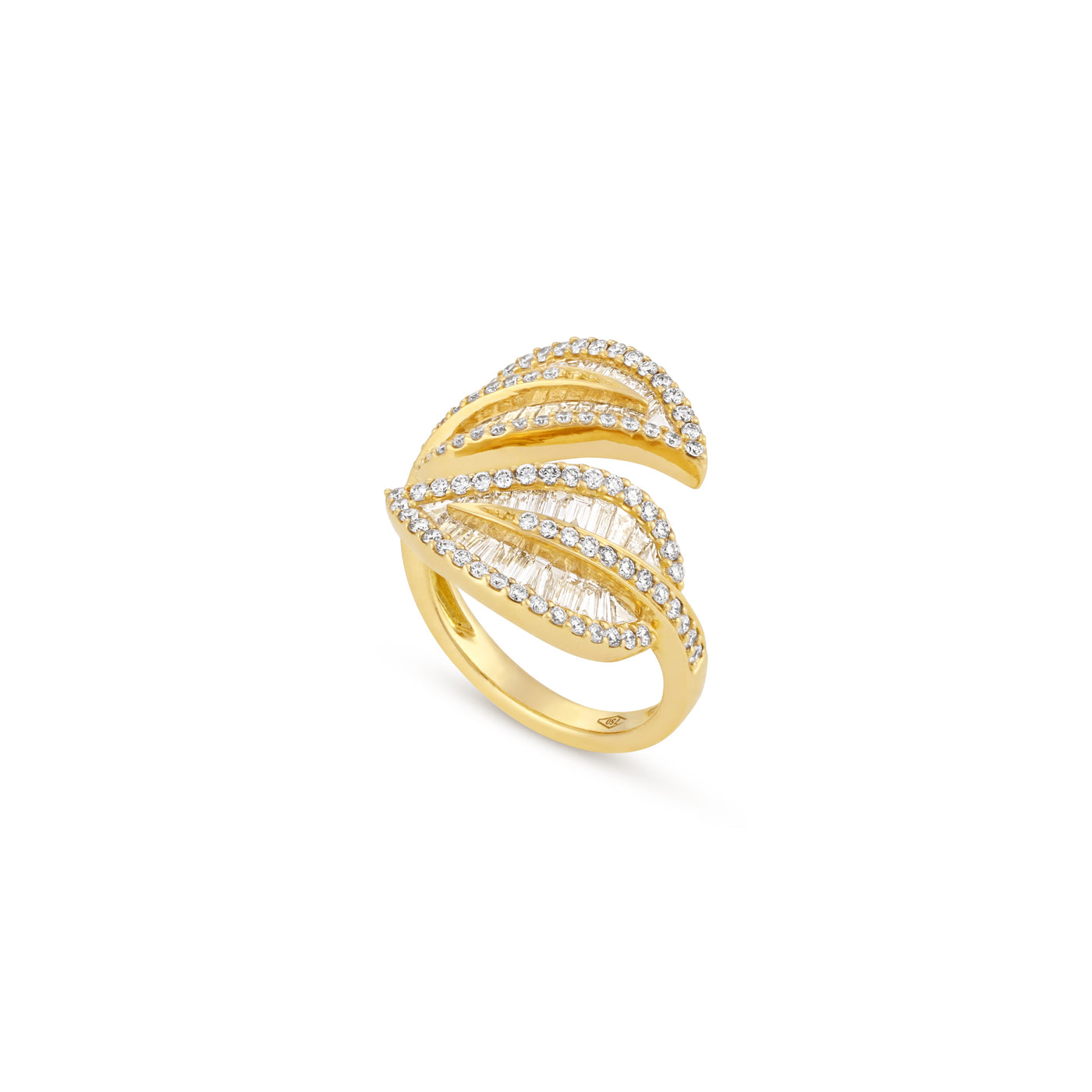 Yellow Gold Diamond Leaf Ring